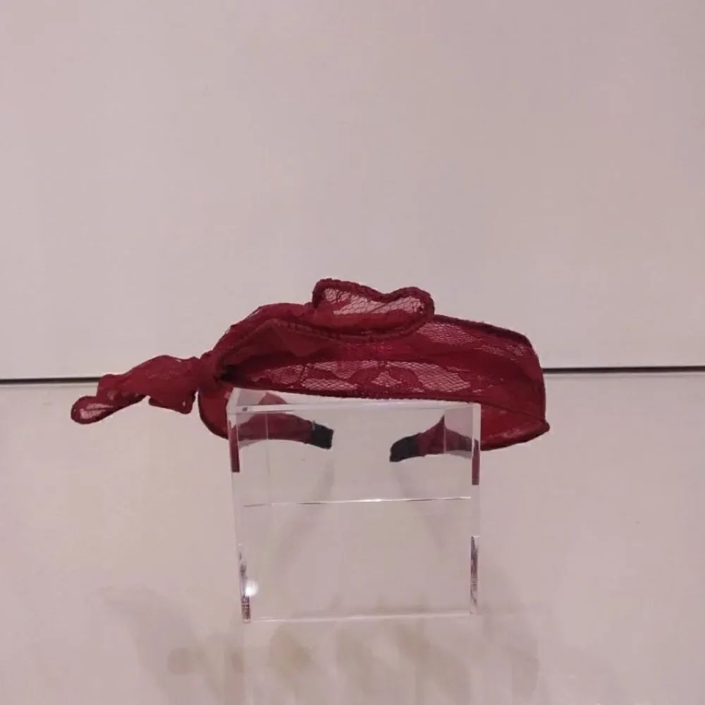 Red lace Alice band with bow